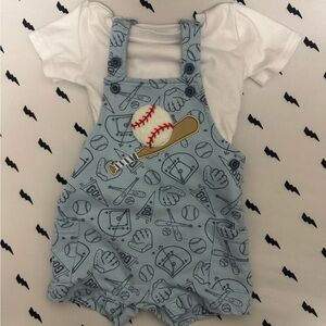 Baby Baseball Shortall Romper with White Tee